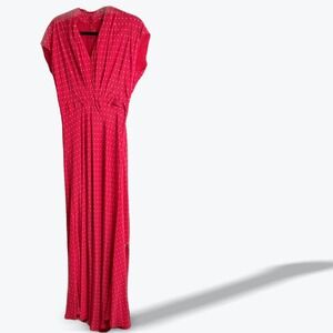 The J Peterman‎ Silk Polka Dot Maxi Dress 10 Old Hollywood Red Vintage Inspired